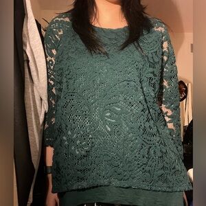 New York and Company NWT Green Lace Top with Undershirt